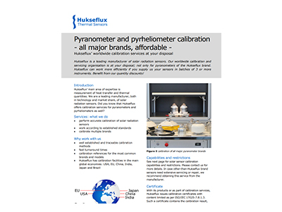 Hukseflux recalibration services for pyranometers