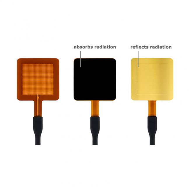 Heat_flux_sensor_with_radiation-absorbing_black_and_radiation-reflecting_gold_stickers3_FHF05_series