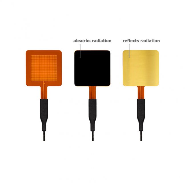 Heat_flux_sensor_with_radiation-absorbing_black_and_radiation-reflecting_gold_stickers_FHF05SC_series_1